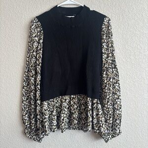 THML Black Ribbed Knit Top